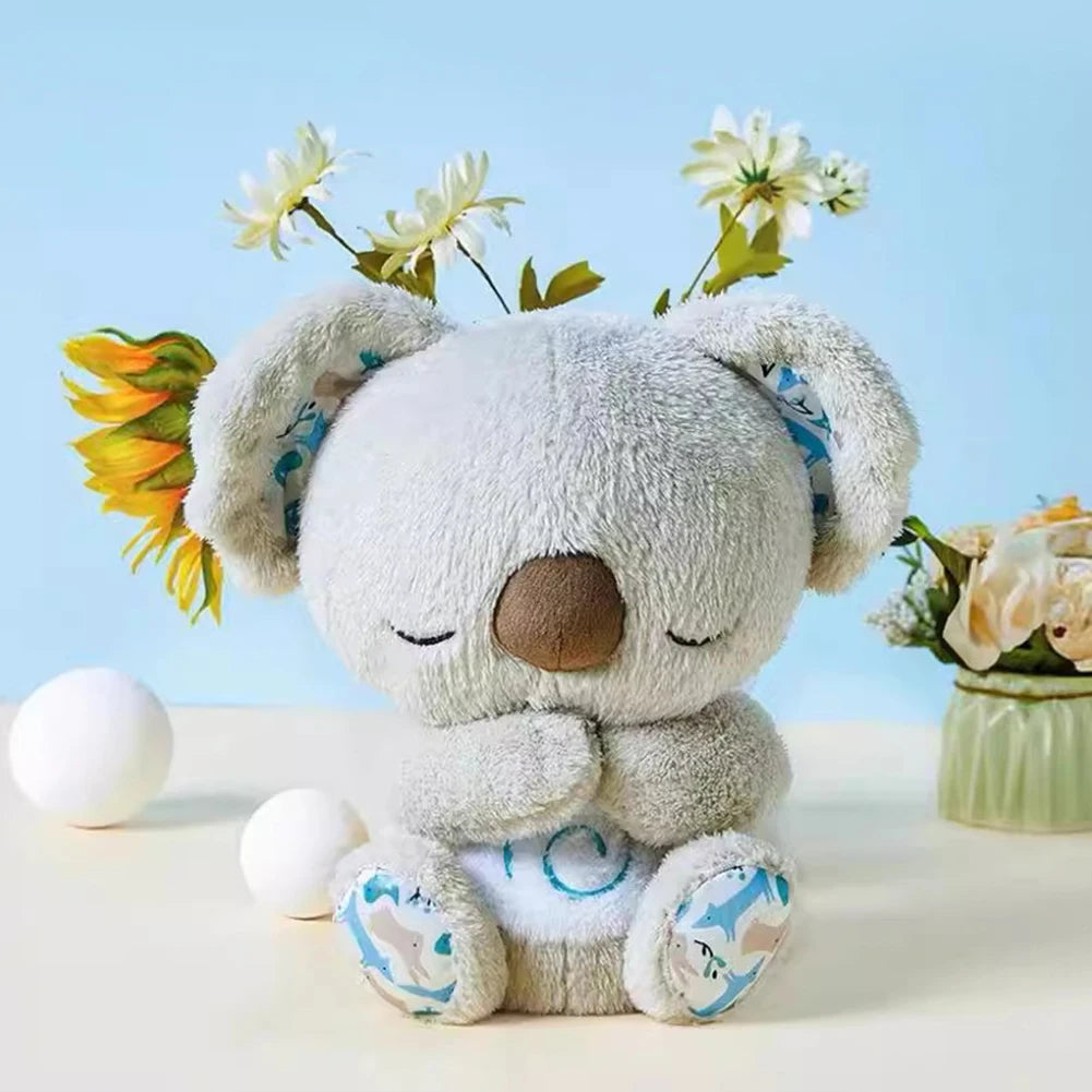 Kawaii Koala Soothing Musical Plush Toy Baby Sleeping Companion Sound and Light Doll Breathing Motion Koala Bear Toys Gifts