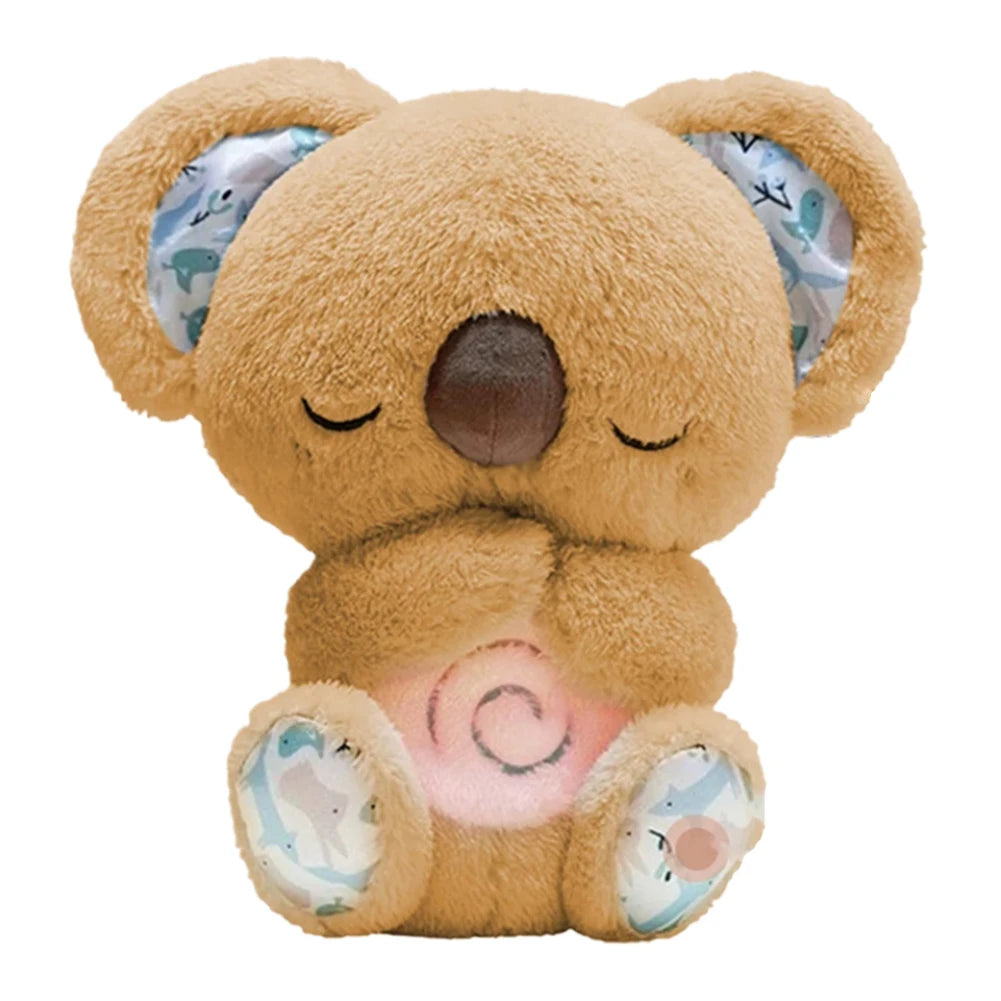 Kawaii Koala Soothing Musical Plush Toy Baby Sleeping Companion Sound and Light Doll Breathing Motion Koala Bear Toys Gifts